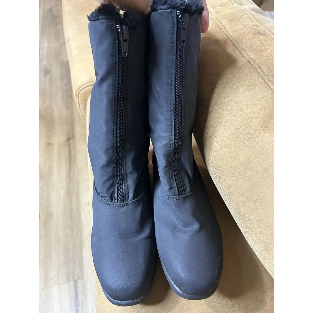 Judith Sport Snowflake 2 Women's Size 7 Zip‎ Front Fur Lined Snow Boots Black
